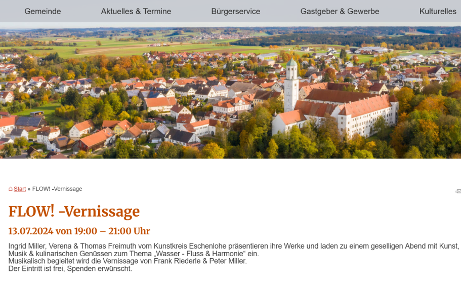 Flow! Vernissage im Hürbener Wasserschloss (Kulturwoche Krumbach 2024)